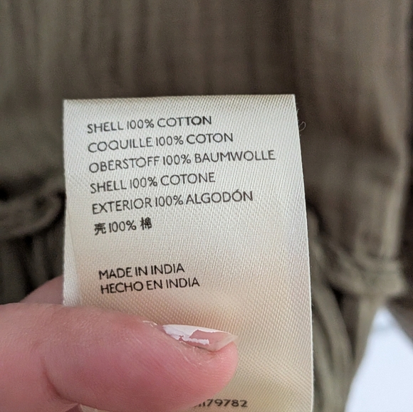 Maeve Katie Drop Waist Dress Green 100% Cotton Button Front Ruffle Hem - Picture 4 of 4